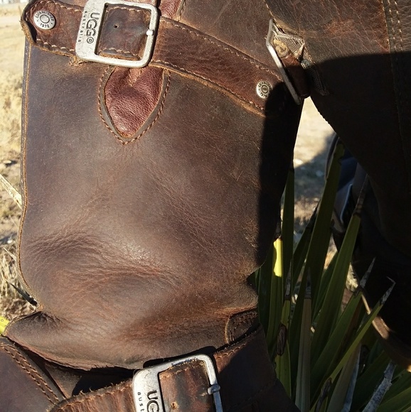 Ugg Awesome Brown Moto/Bomber Boots:sz9 - Picture 7 of 8